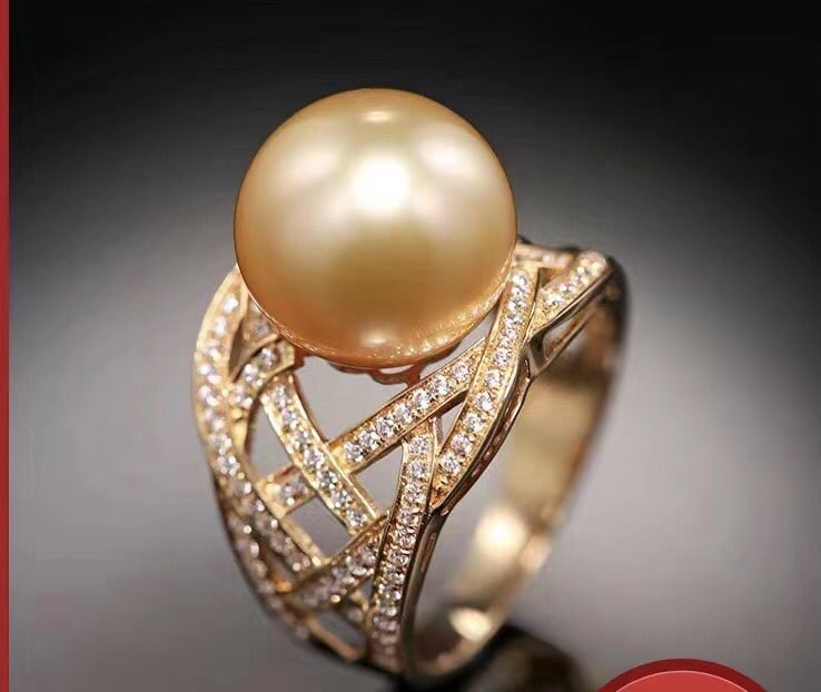 925 Silver Natural Golden Pearl Ring - 2
