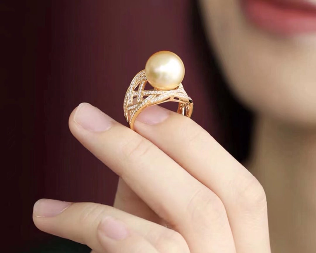925 Silver Natural Golden Pearl Ring - 3