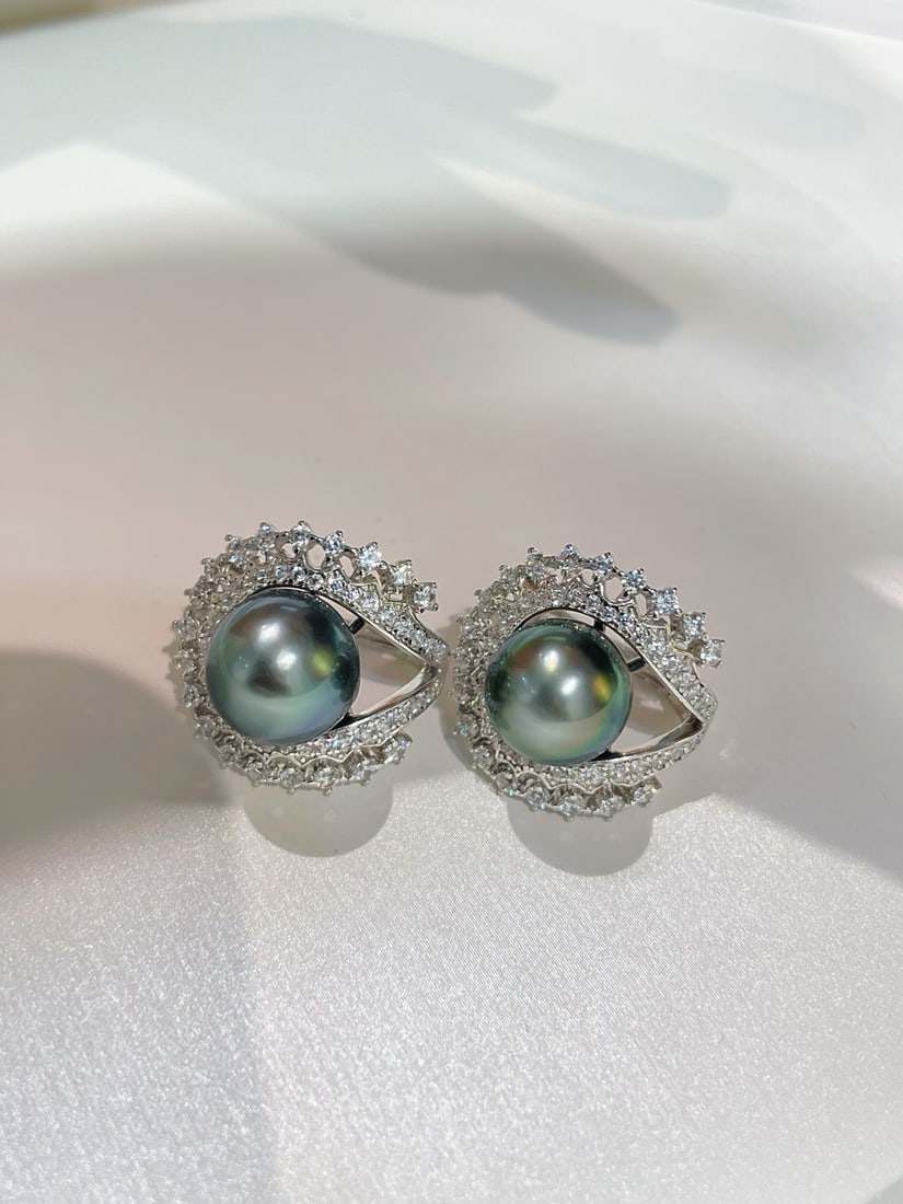 925 Silver Freshwater Black Pearl Earrings - 3
