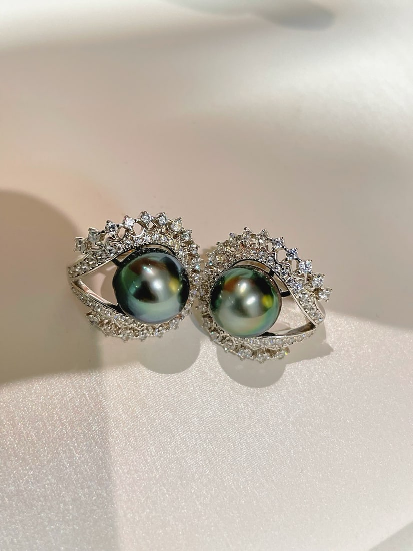 925 Silver Freshwater Black Pearl Earrings - 4