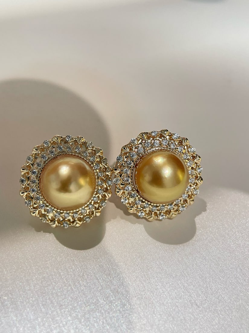 925 Silver Edison Gold Pearl Earrings - 3