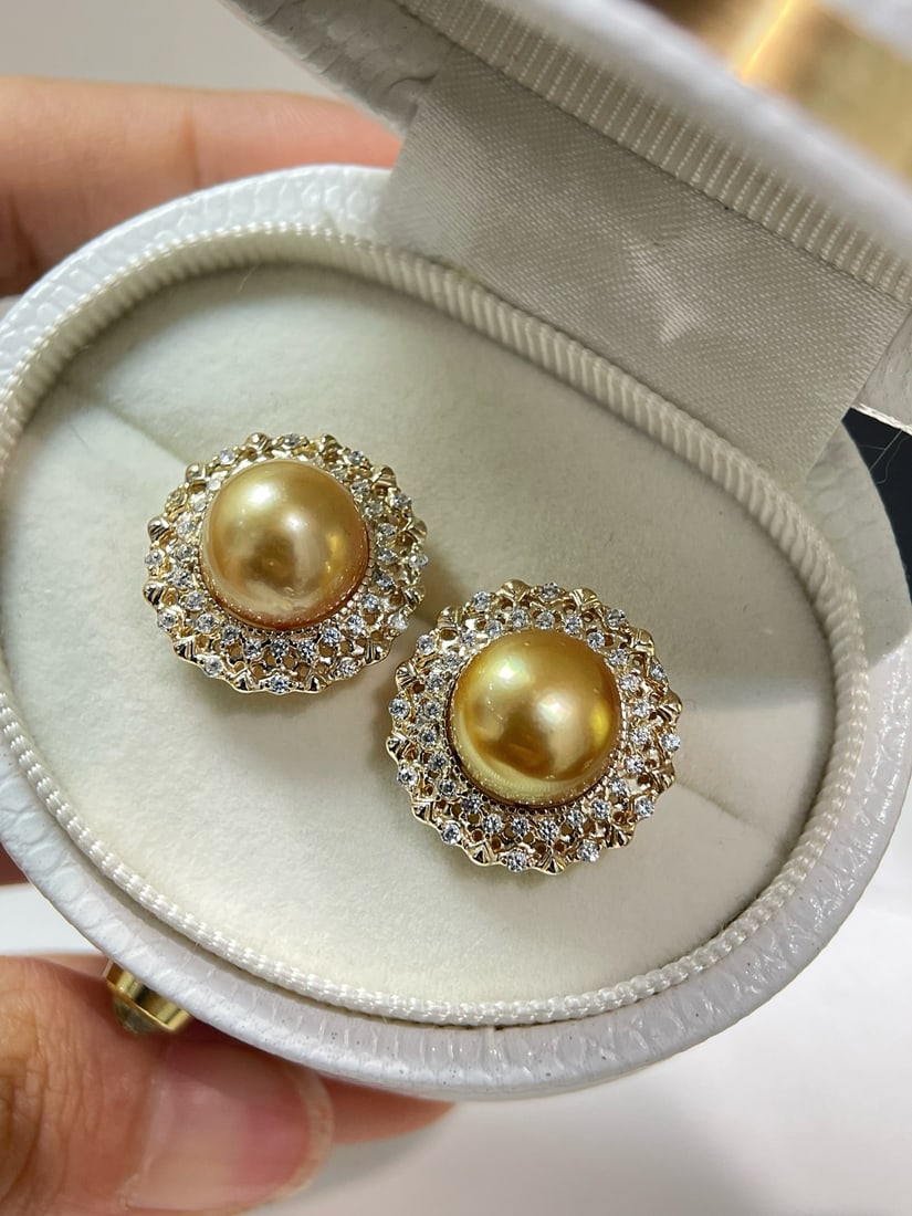 925 Silver Edison Gold Pearl Earrings - 5