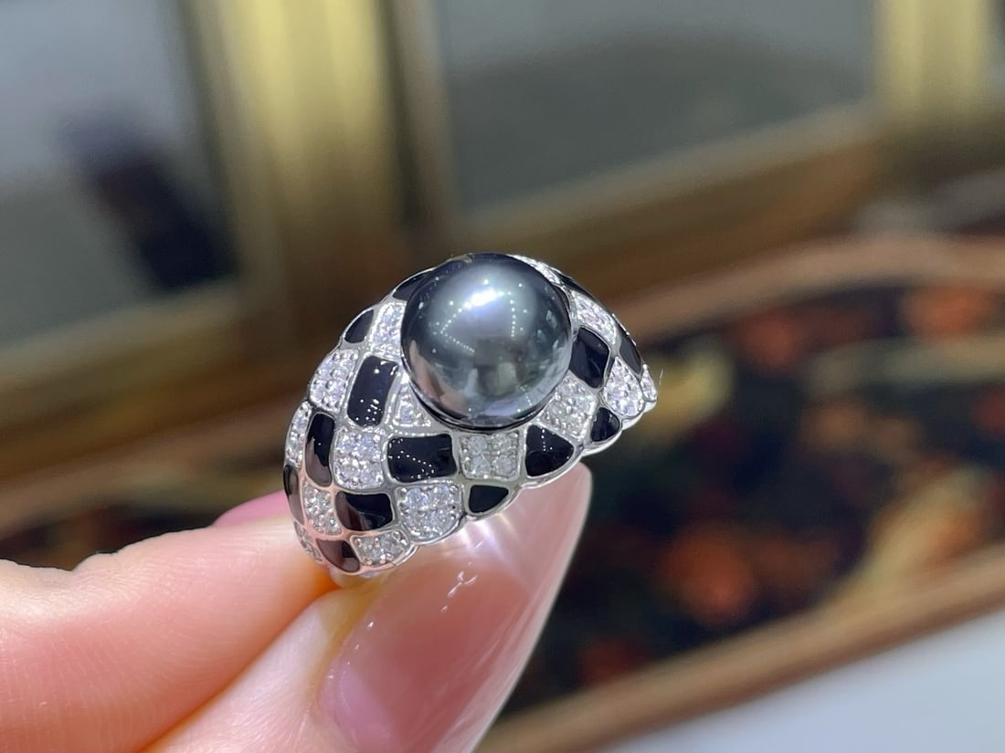 925 Silver Natural Black Pearl Ring - 2