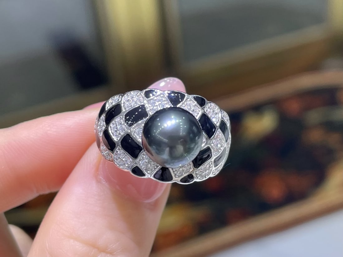 925 Silver Natural Black Pearl Ring - 3