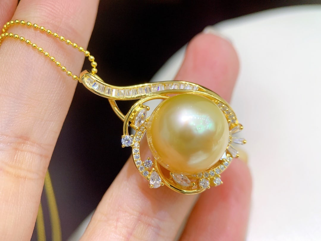 925K Gold Natural South Sea Gold Pearl Pendant - 2
