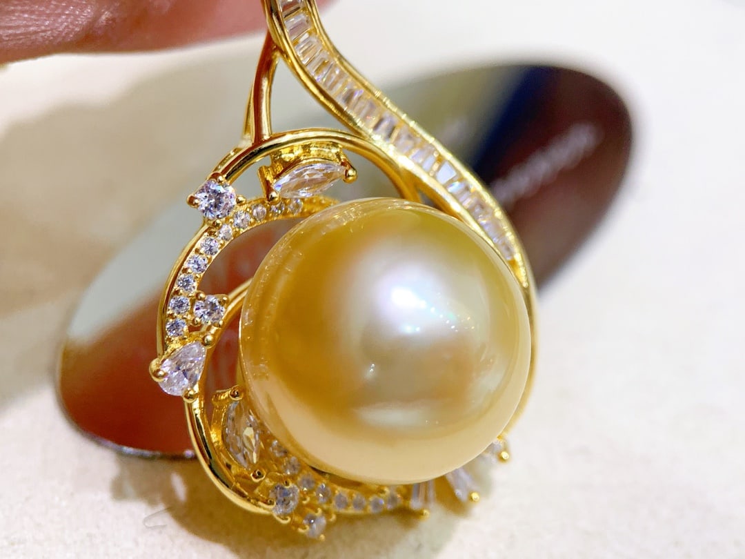 925K Gold Natural South Sea Gold Pearl Pendant - 3