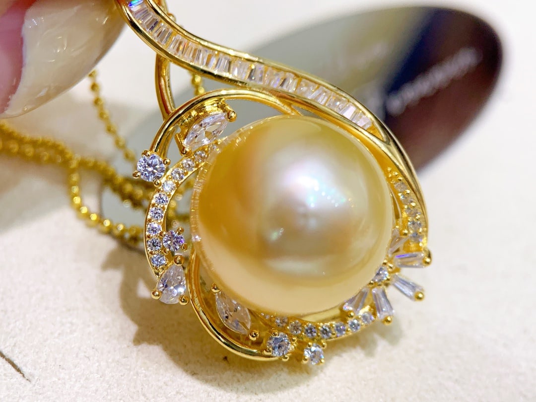 925K Gold Natural South Sea Gold Pearl Pendant - 4
