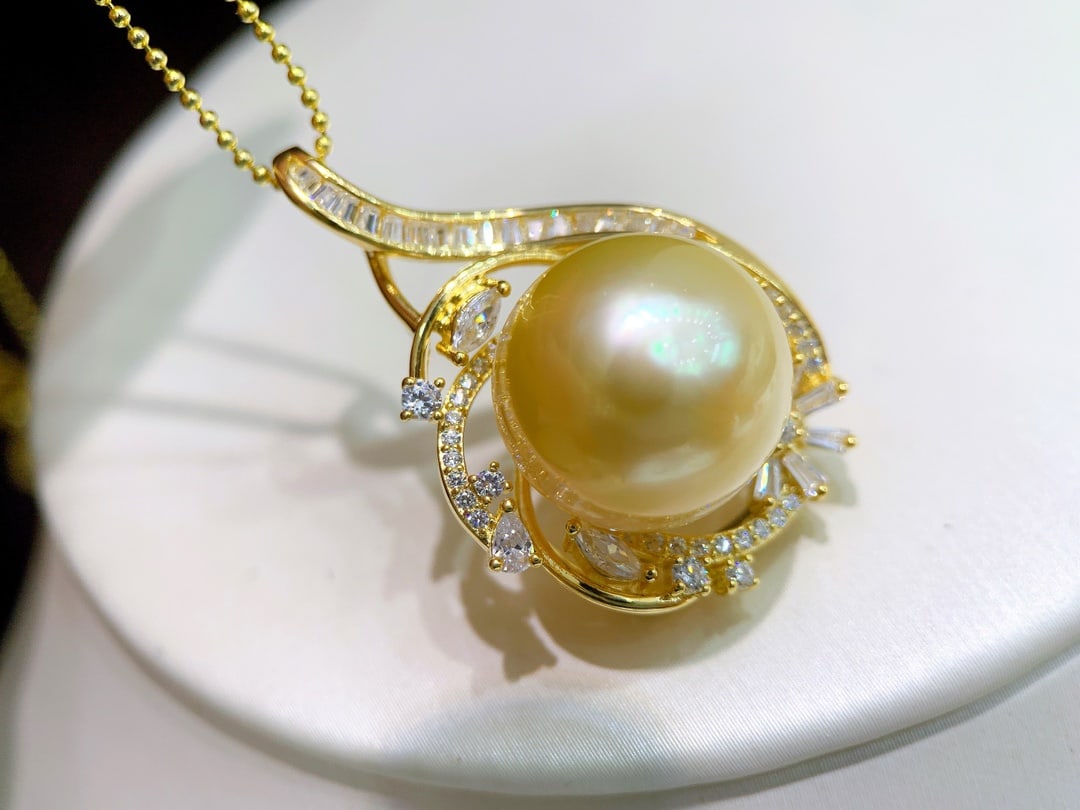925K Gold Natural South Sea Gold Pearl Pendant - 5
