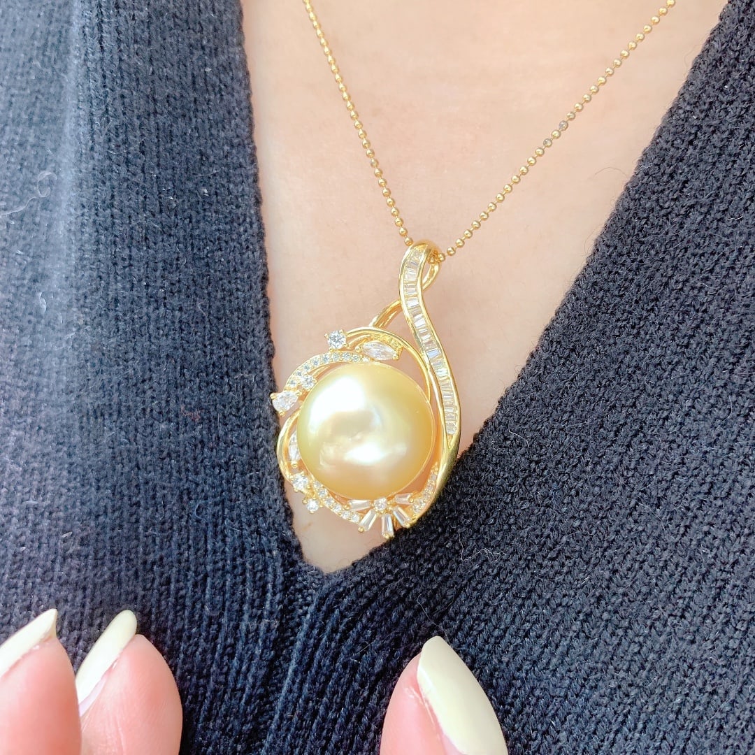 925K Gold Natural South Sea Gold Pearl Pendant - 6