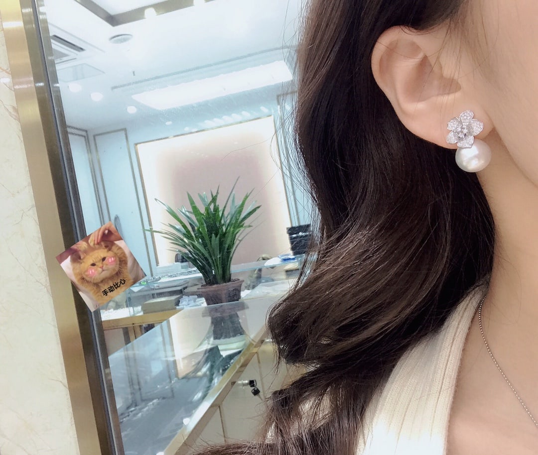 925 Silver Natural Australian White Pearl Earrings - 5