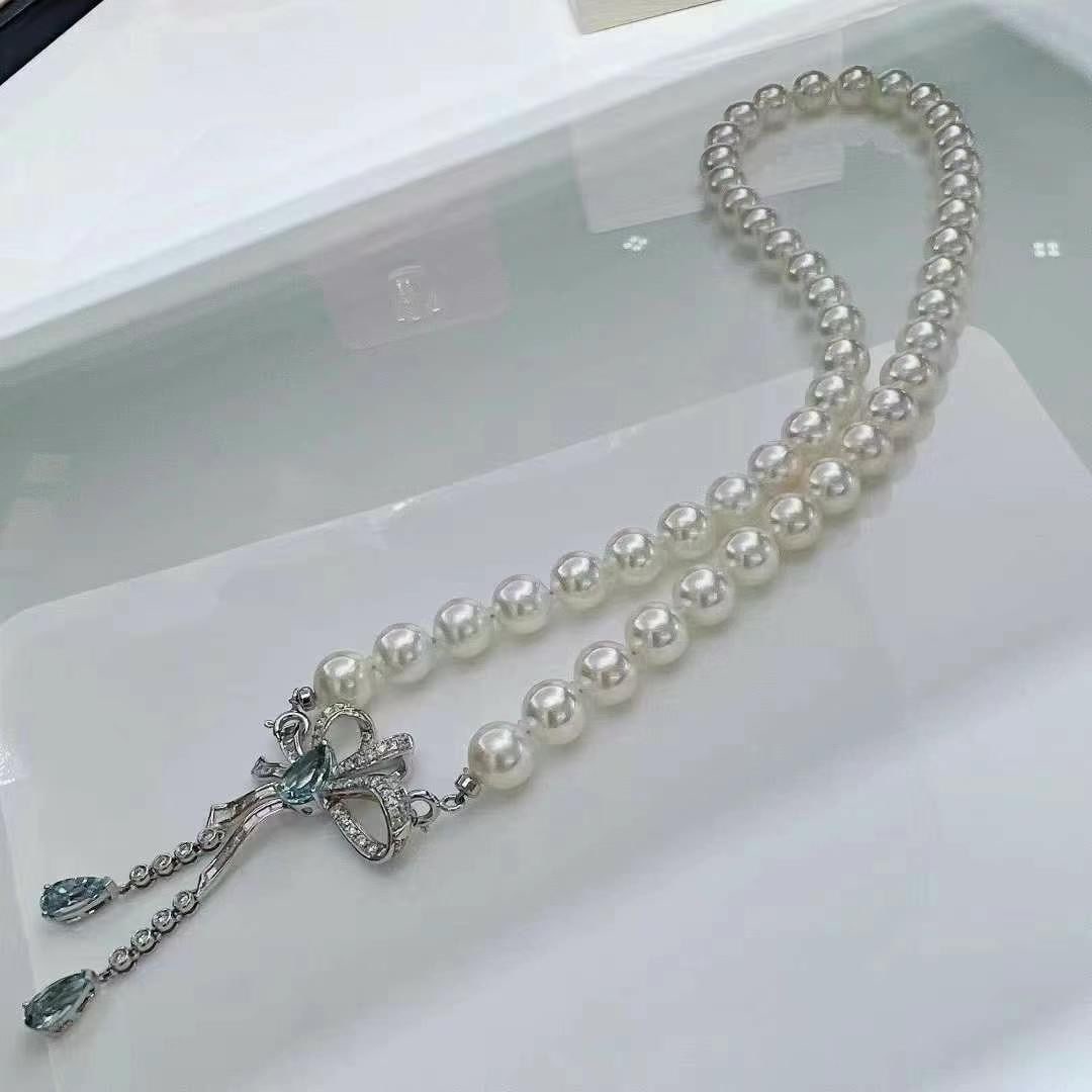 S925 Silver Natural White Pearl Necklace - 8