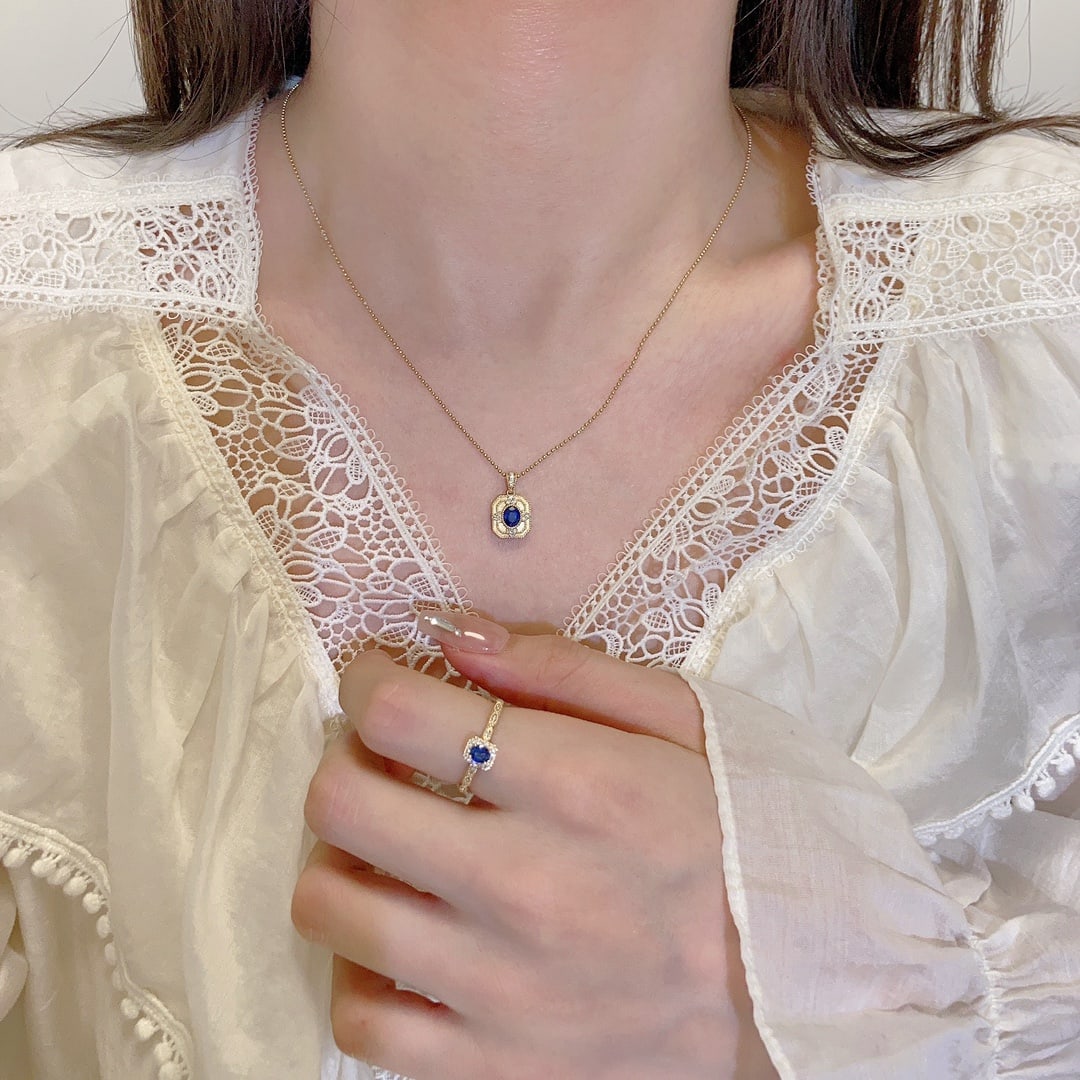 18K Gold Natural Sapphire Set - 8