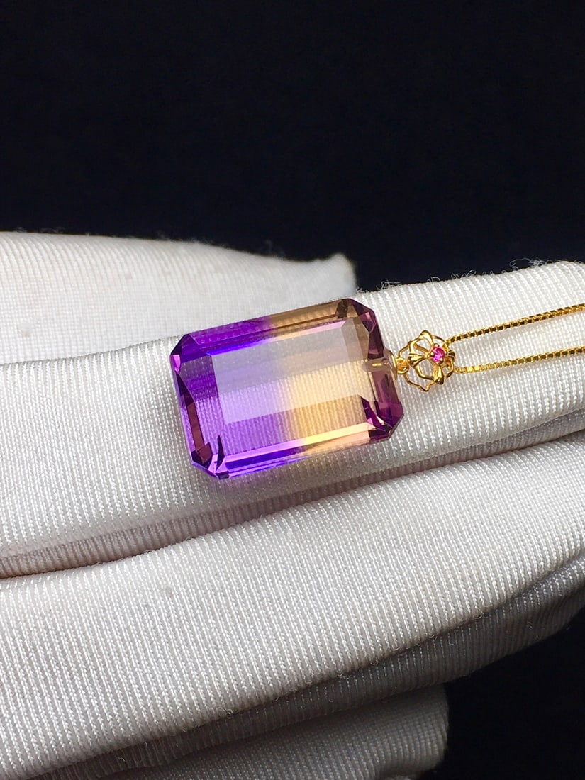 18K Gold Natural Ametrine Pendant - 2