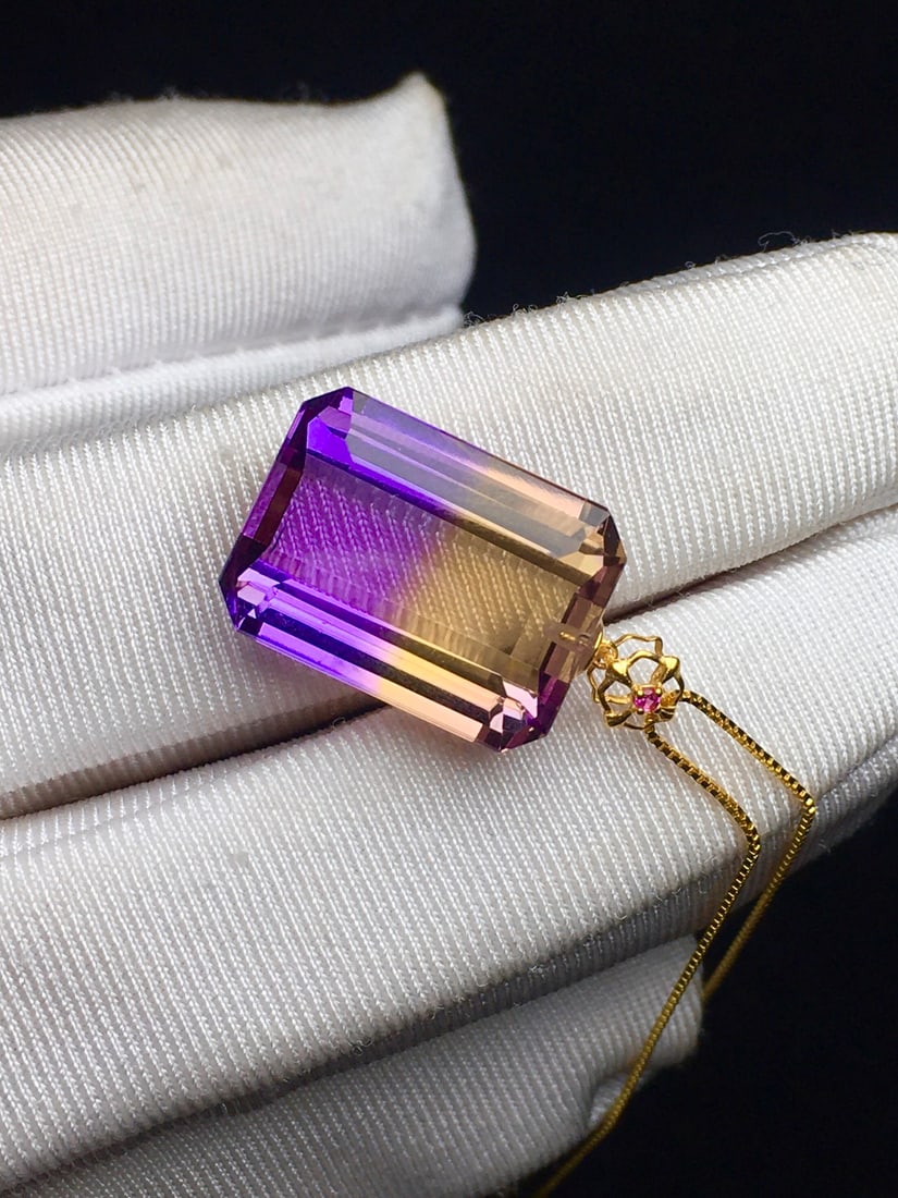18K Gold Natural Ametrine Pendant - 3