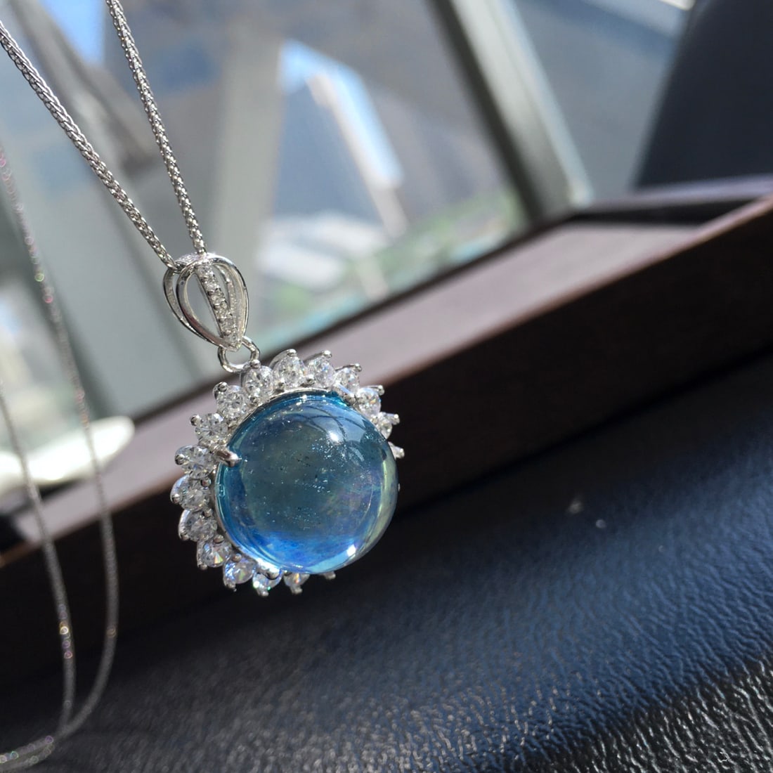 925 Silver Aquamarine Pendant - 3