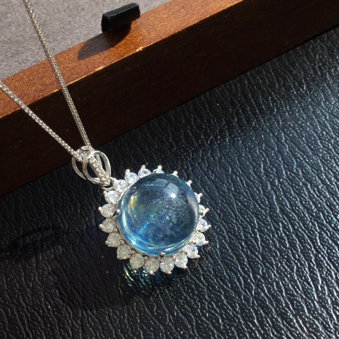 925 Silver Aquamarine Pendant - 5
