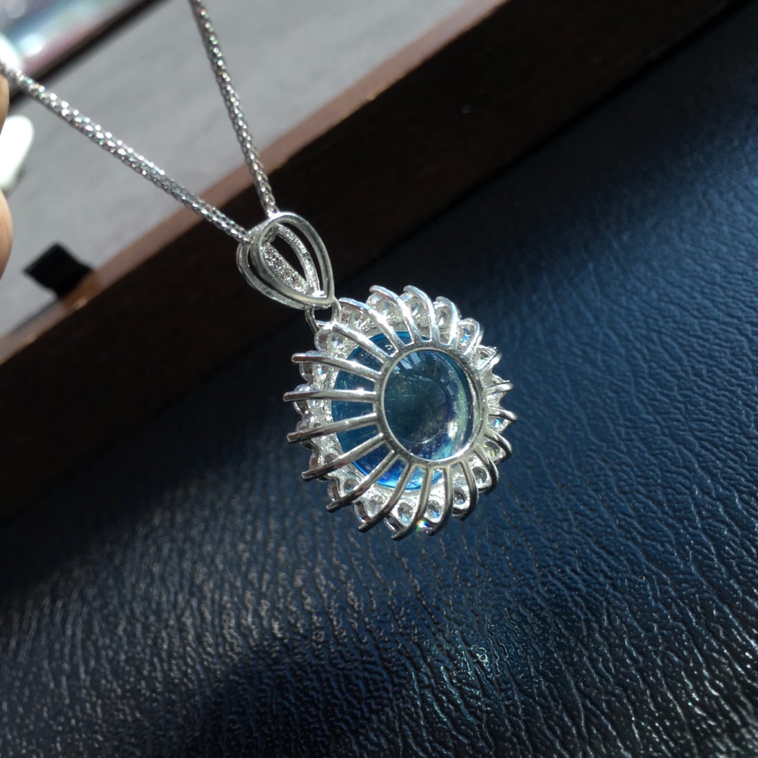 925 Silver Aquamarine Pendant - 6