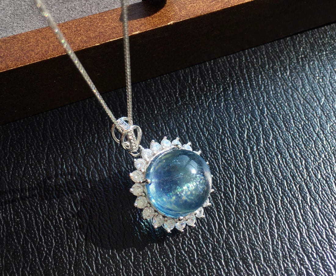 925 Silver Aquamarine Pendant - 7
