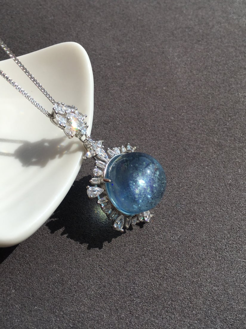 925 Silver Aquamarine Pendant - 10