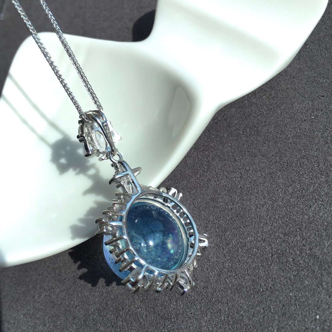 925 Silver Aquamarine Pendant - 12