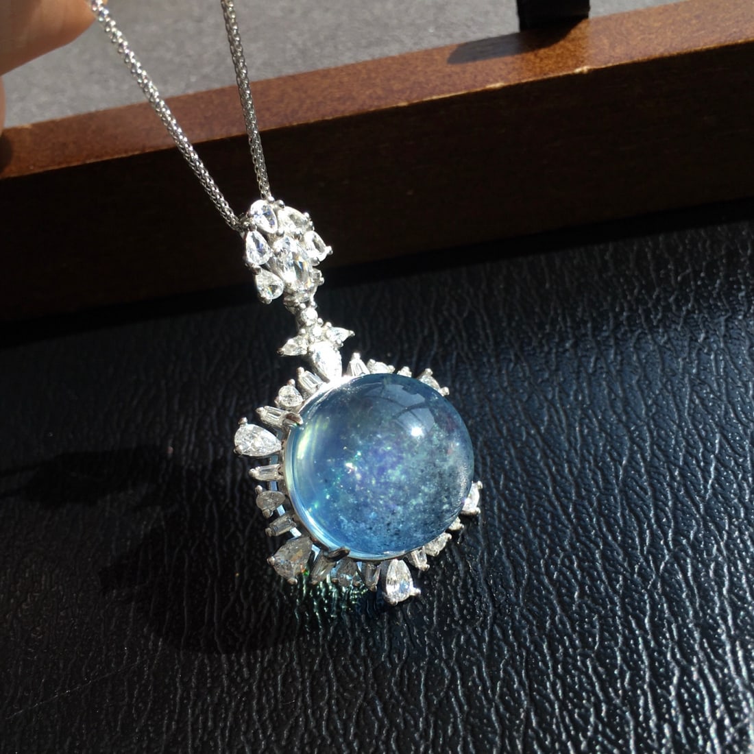 925 Silver Aquamarine Pendant - 4