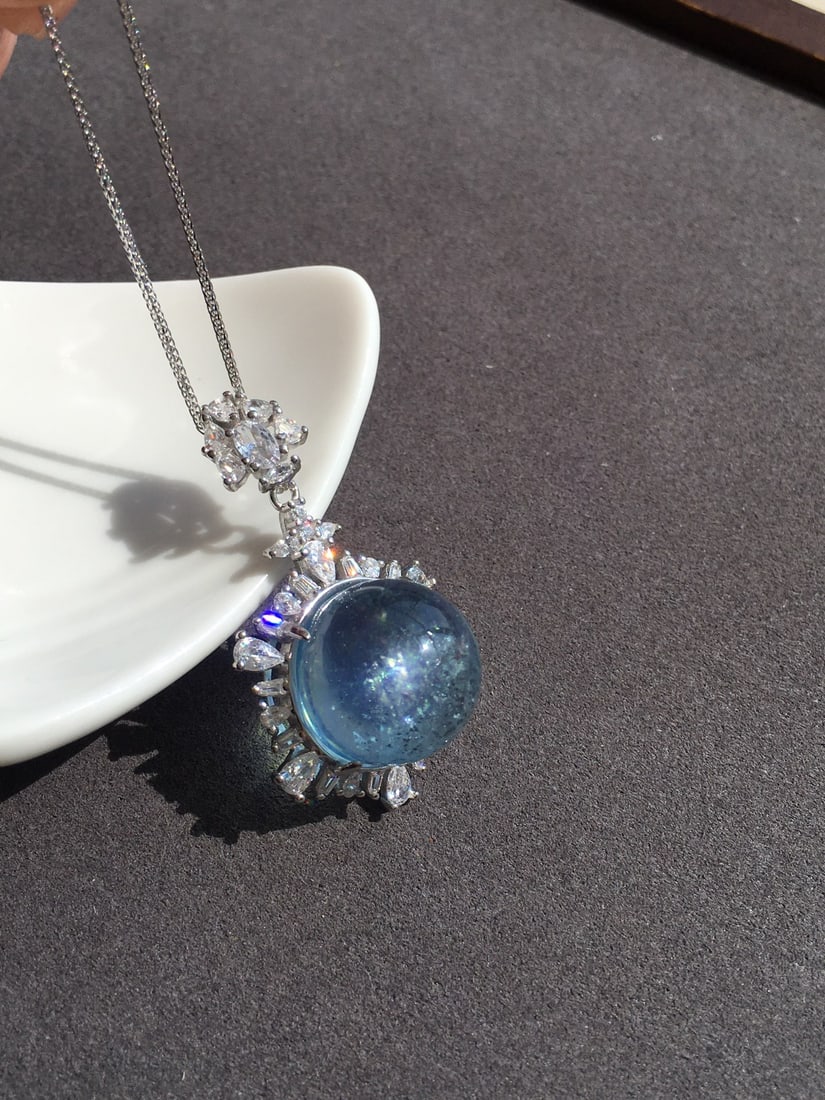 925 Silver Aquamarine Pendant - 5