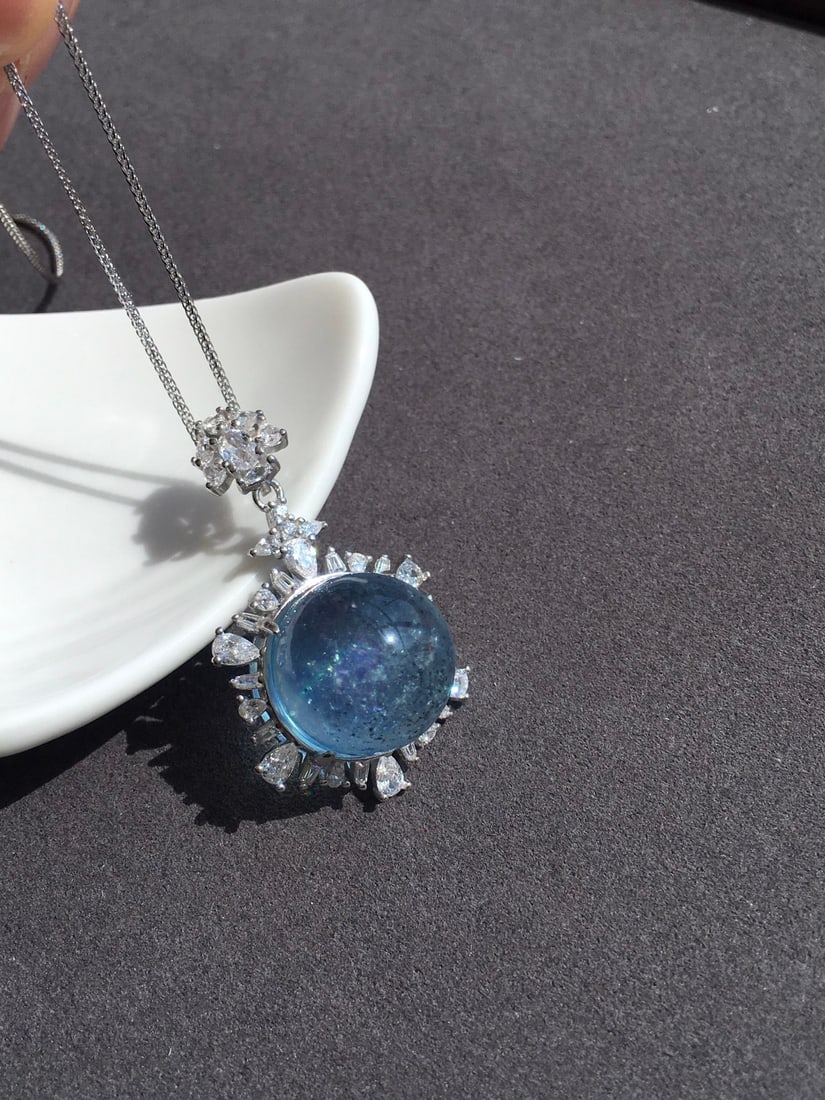 925 Silver Aquamarine Pendant - 6