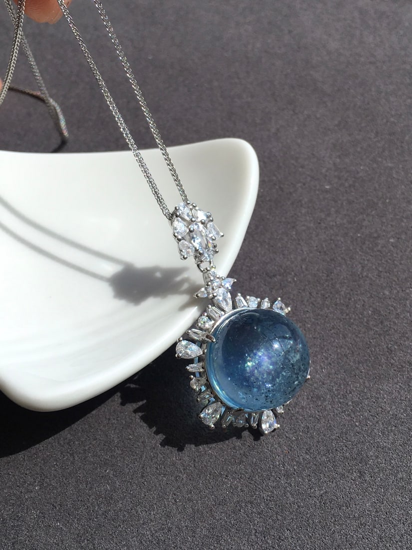 925 Silver Aquamarine Pendant - 7