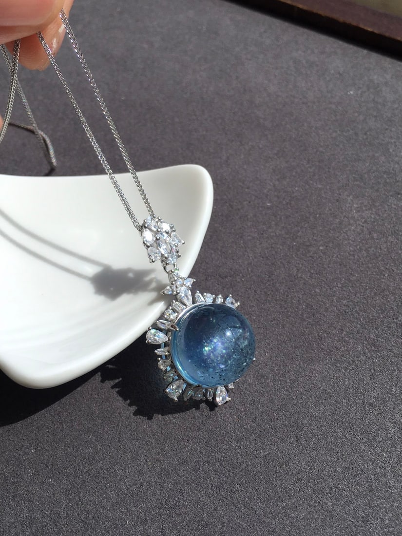 925 Silver Aquamarine Pendant - 8
