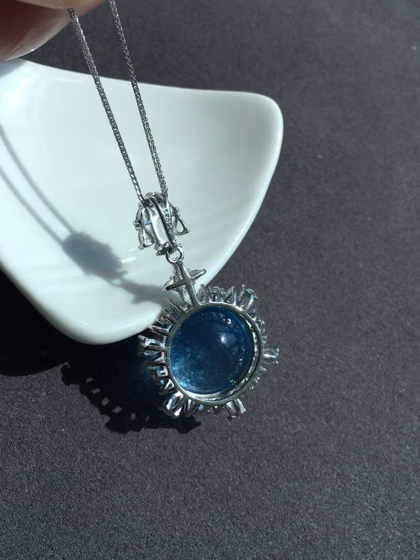 925 Silver Aquamarine Pendant - 9