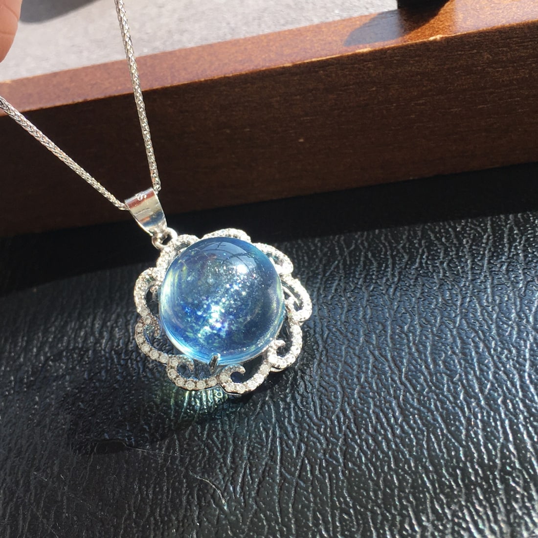 925 Silver Aquamarine Pendant - 4