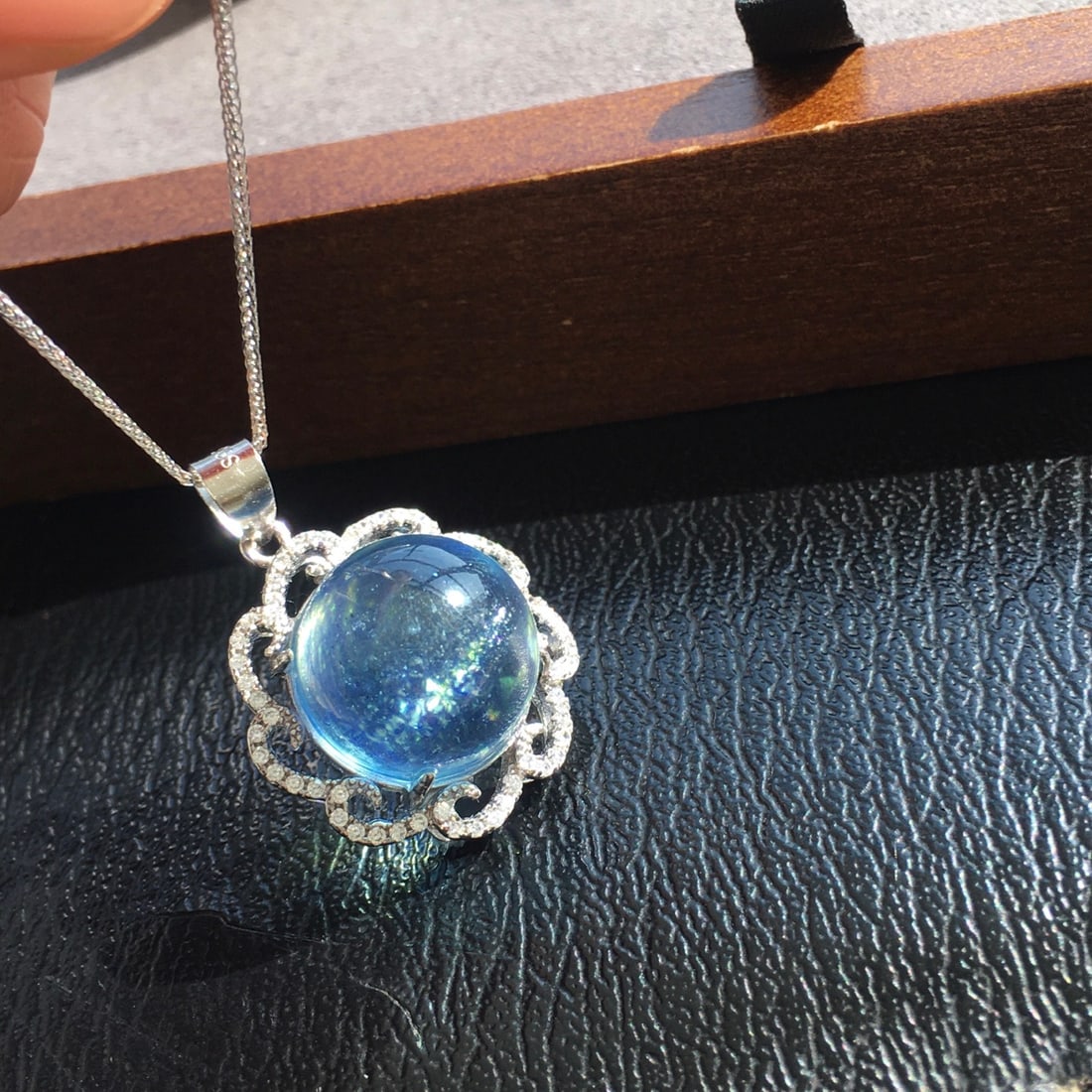 925 Silver Aquamarine Pendant - 5