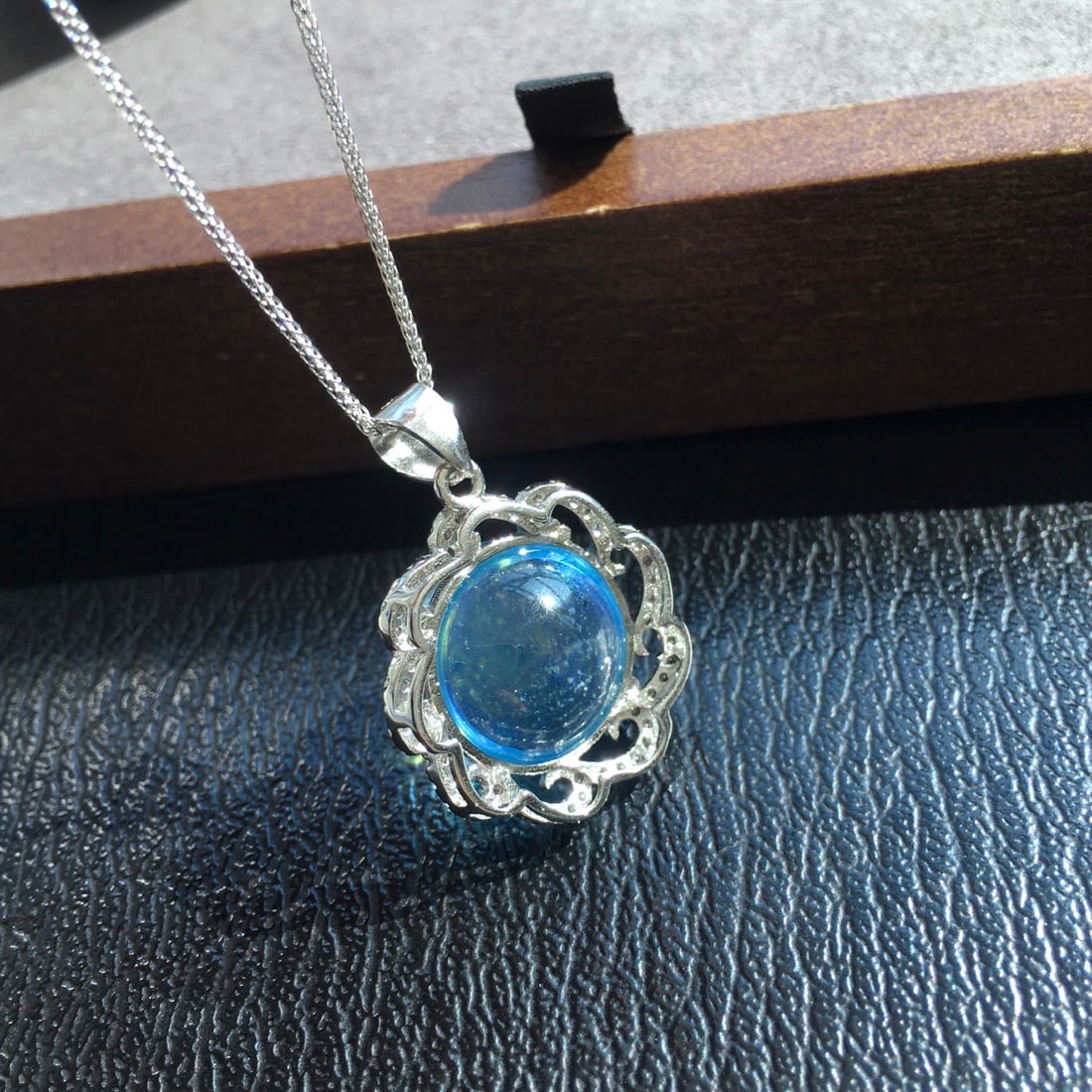 925 Silver Aquamarine Pendant - 6
