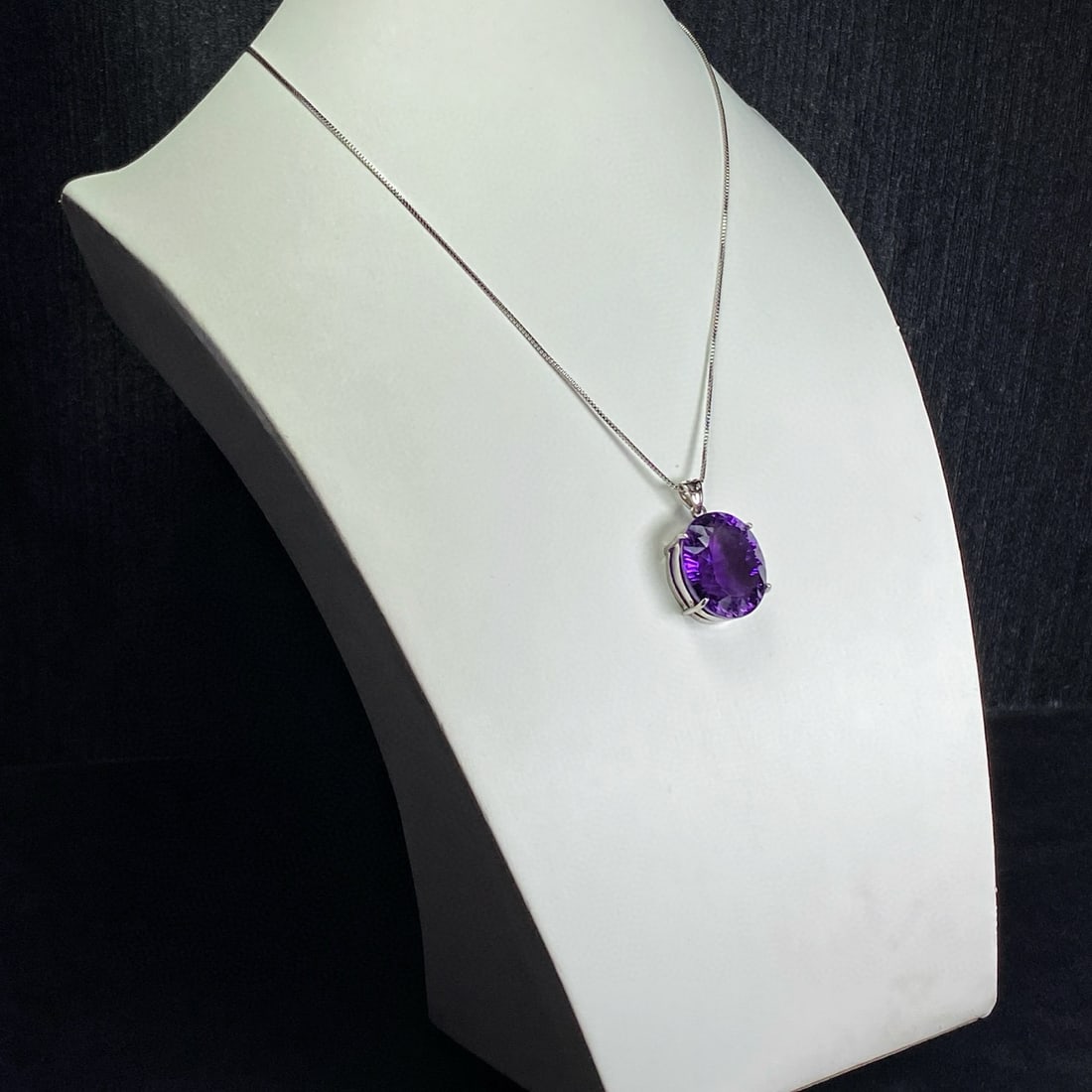 925 Silver Natural Amethyst Pendant - 2