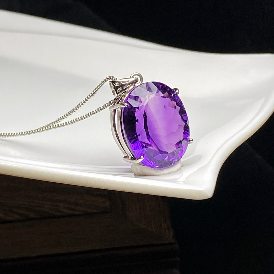 925 Silver Natural Amethyst Pendant - 3