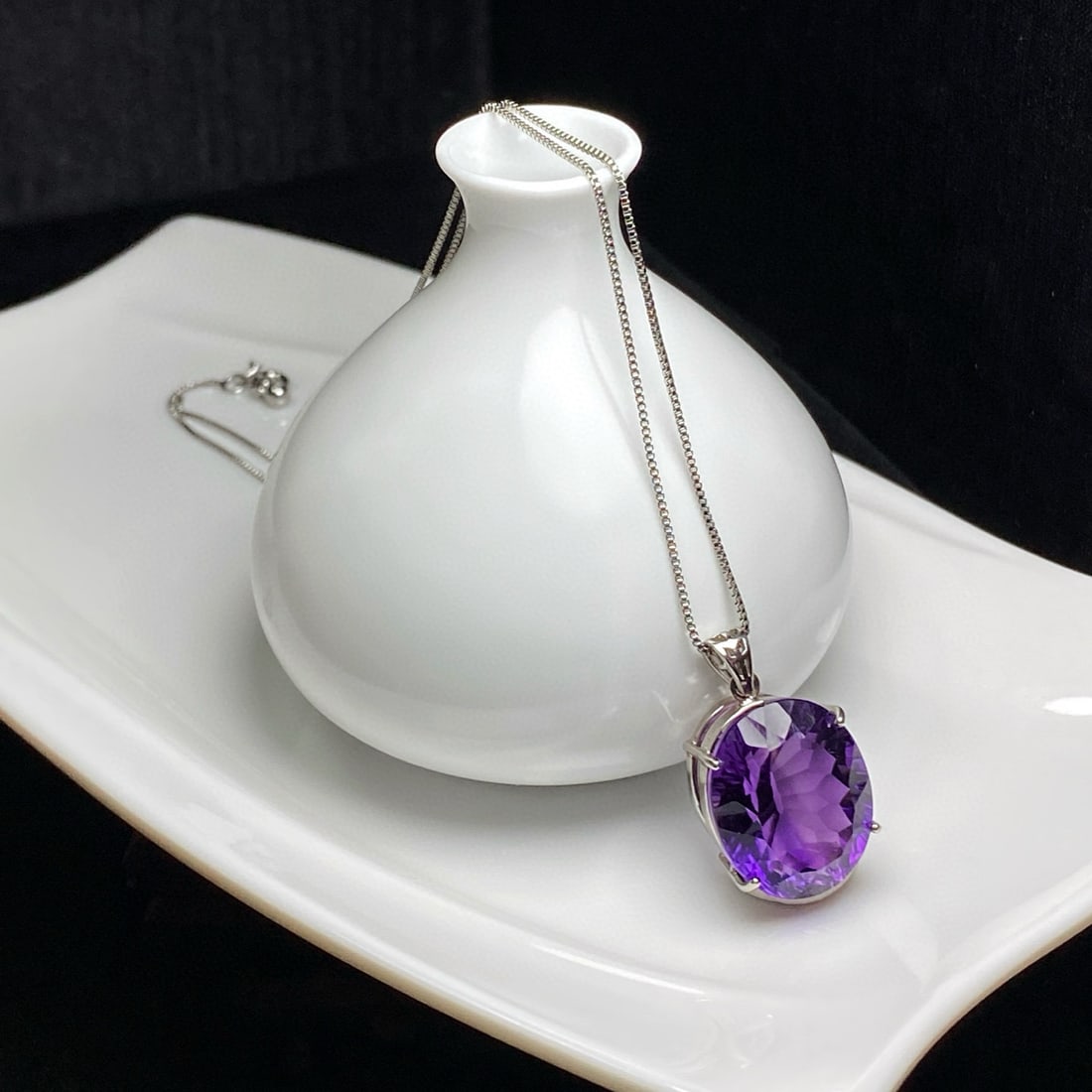 925 Silver Natural Amethyst Pendant - 4