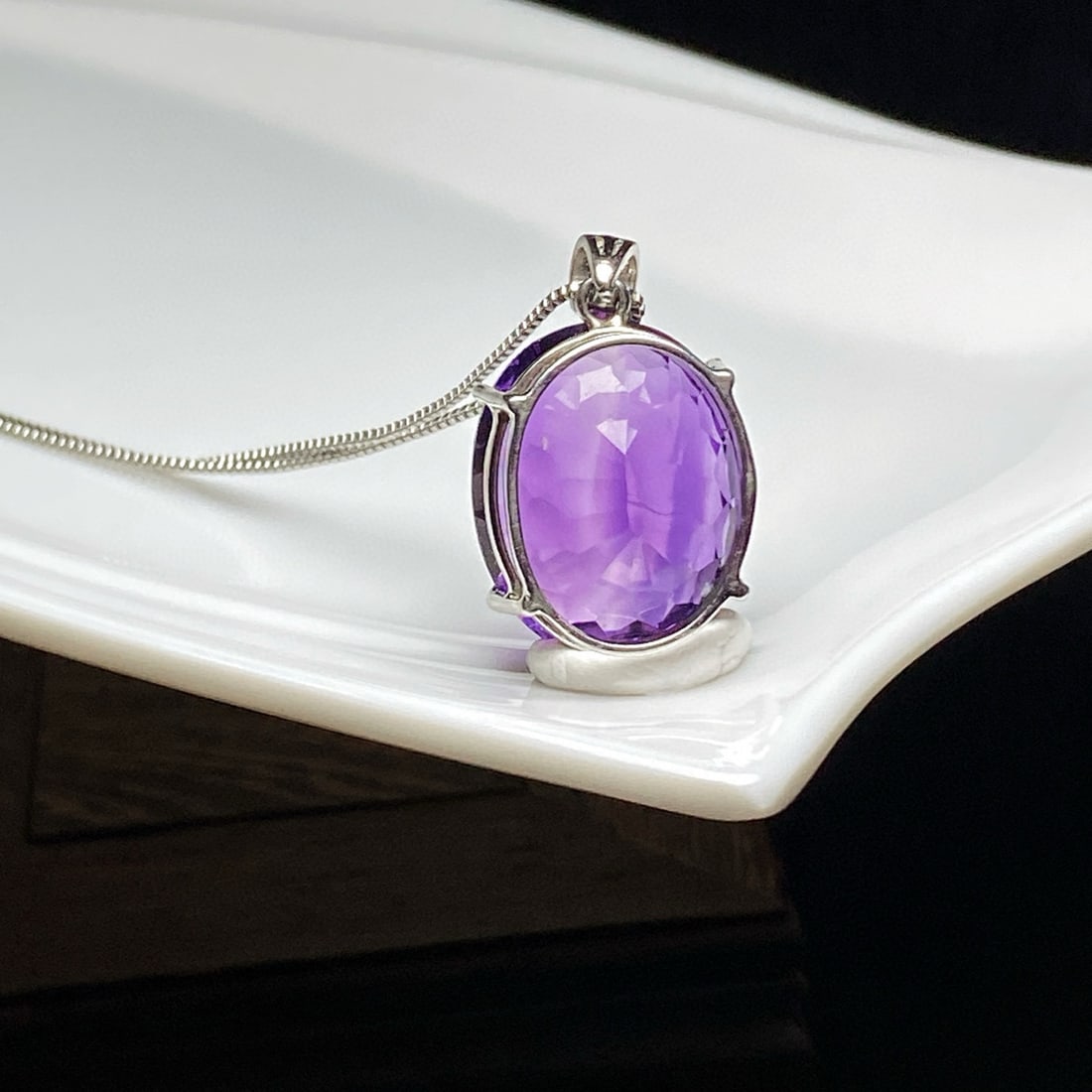 925 Silver Natural Amethyst Pendant - 5