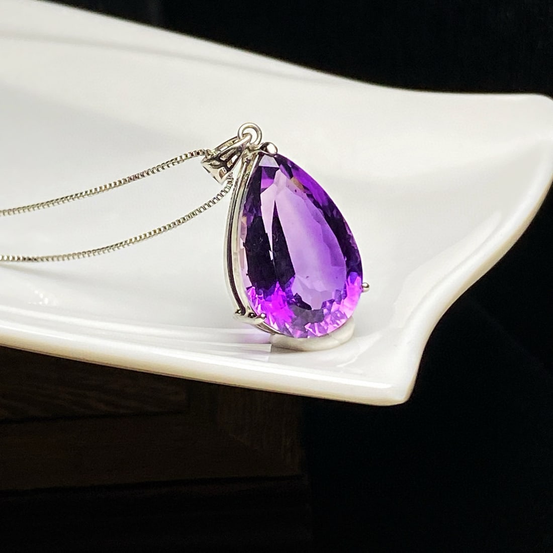 925 Silver Natural Amethyst Pendant - 3