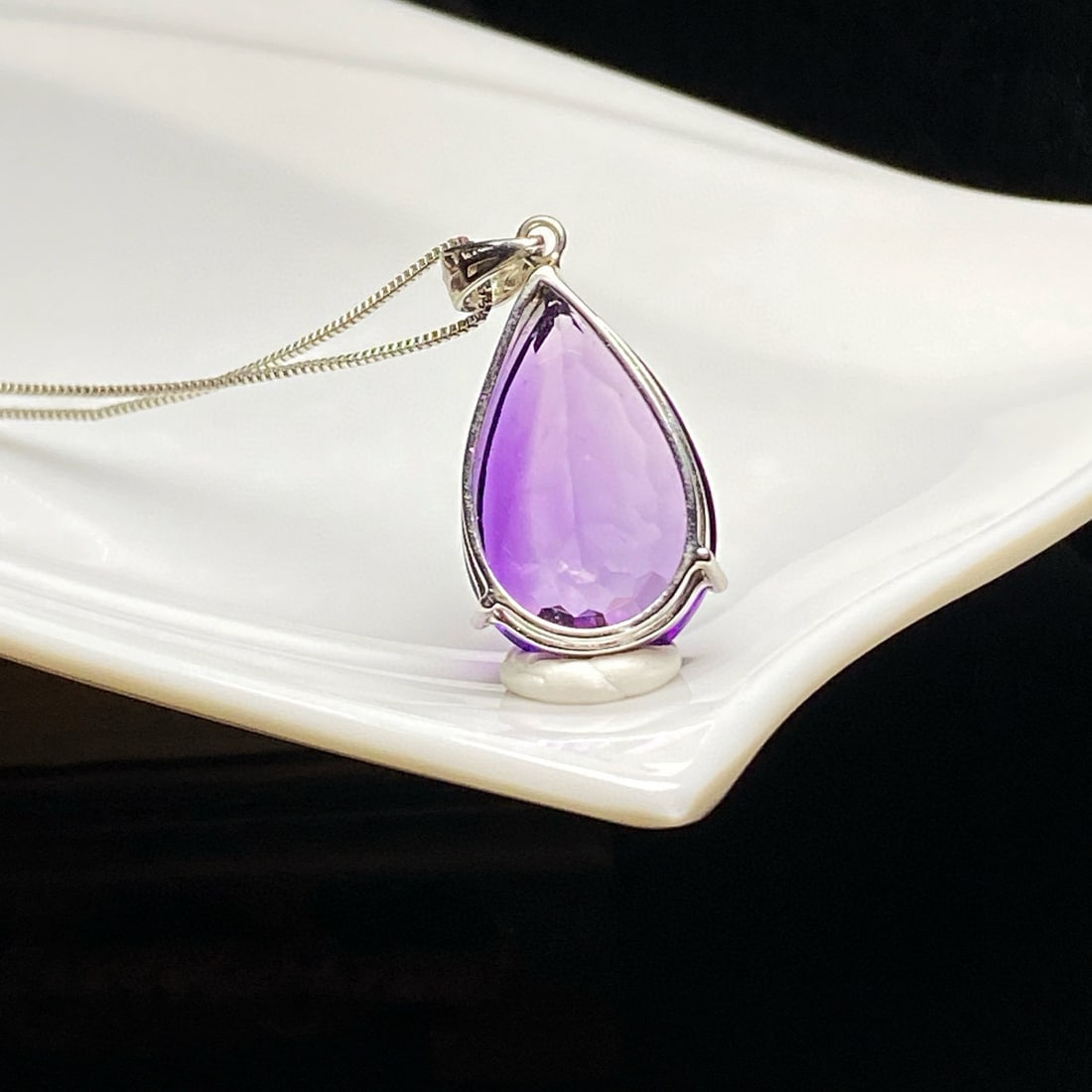925 Silver Natural Amethyst Pendant - 5