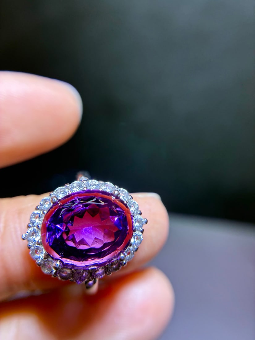 925 Sterling Silver Natural Amethyst Ring - 2