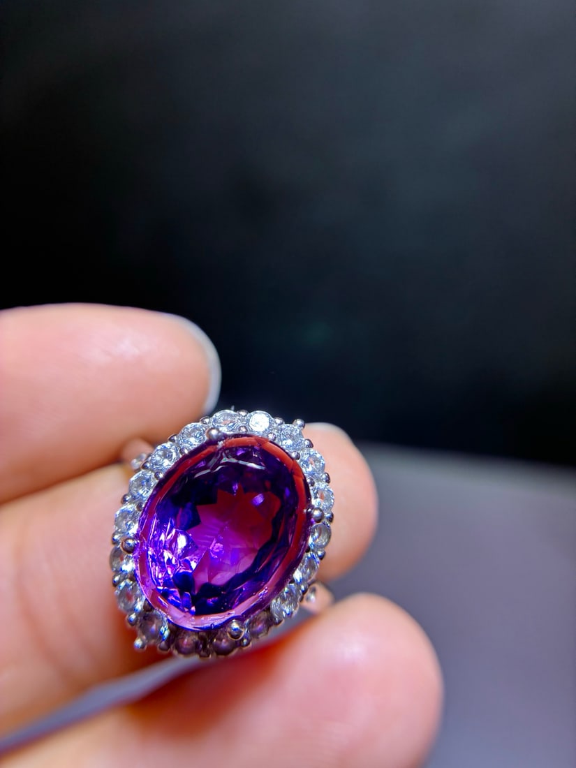 925 Sterling Silver Natural Amethyst Ring - 3