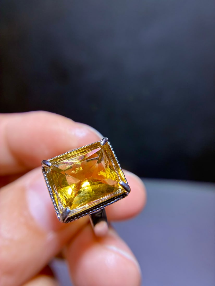 925 Silver Natural Citrine Ring - 5