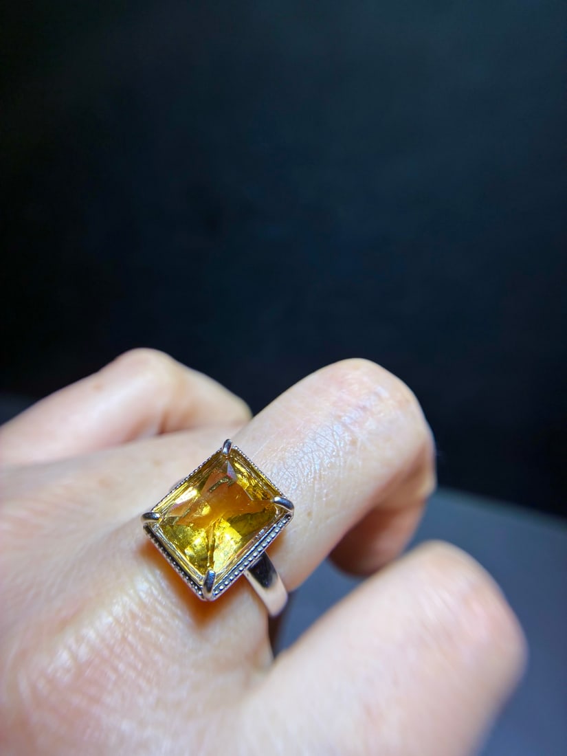 925 Silver Natural Citrine Ring - 6