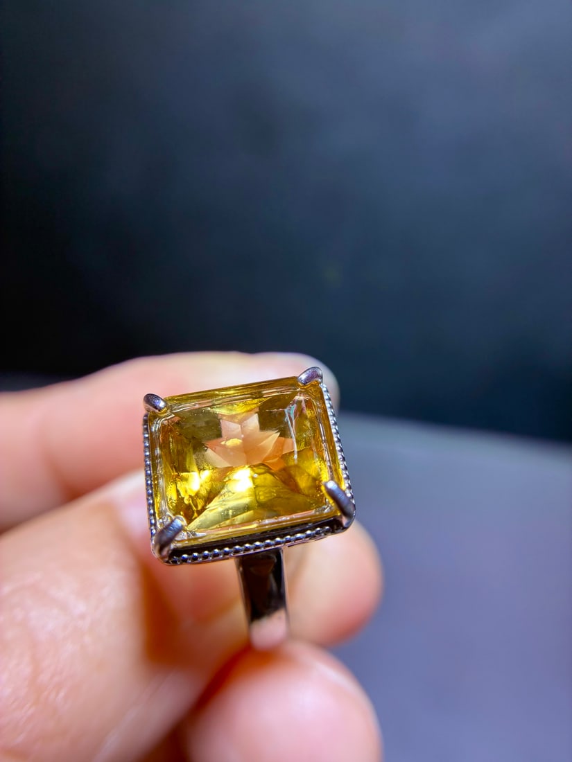 925 Silver Natural Citrine Ring - 7