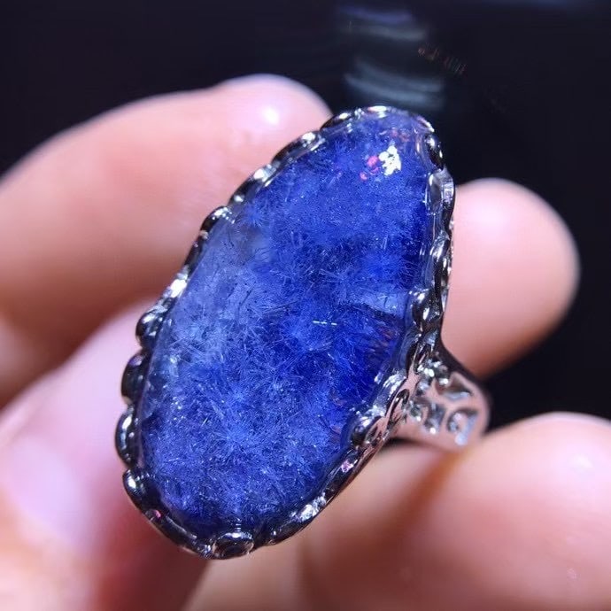 925 Silver Natural Blue Rutilated Quartz Ring - 3