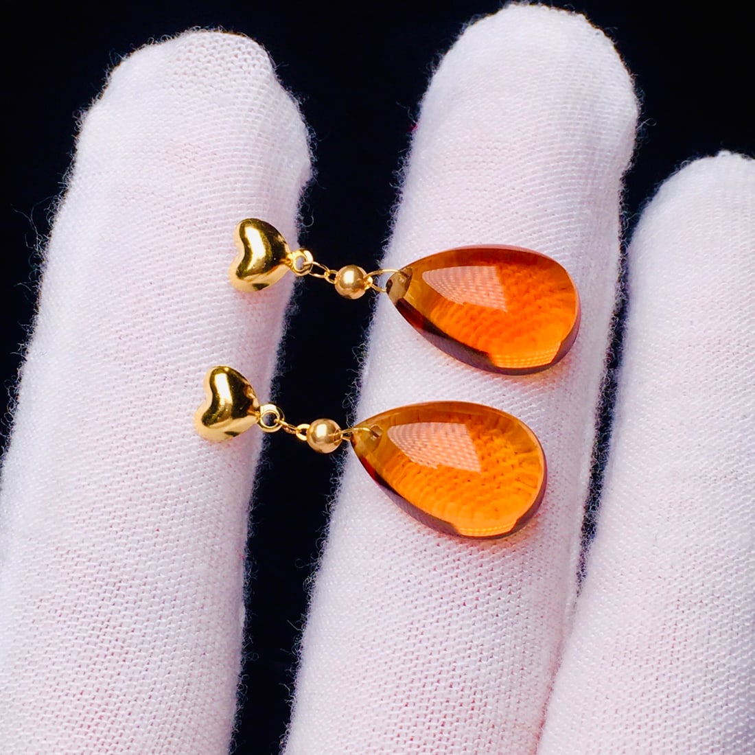 18K Gold Natural Brazilian Citrine Earrings - 3