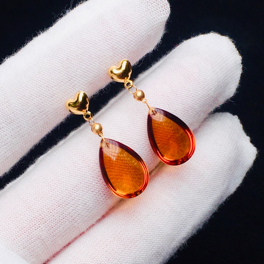 18K Gold Natural Brazilian Citrine Earrings - 4