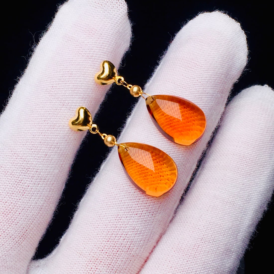 18K Gold Natural Brazilian Citrine Earrings - 5