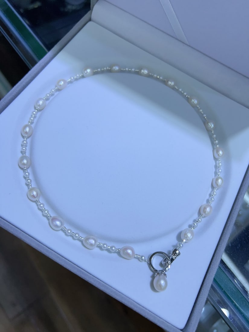 Natural Freshwater White Pearl Necklace - 4