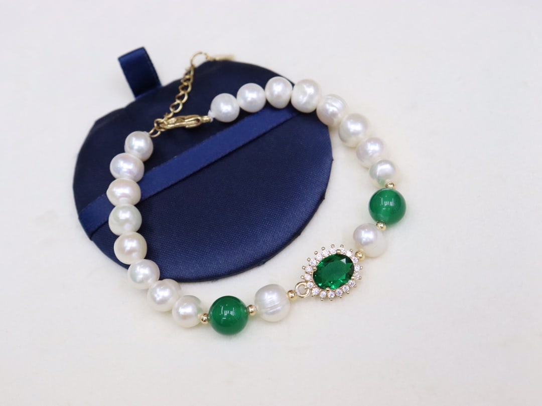 Natural White Pearl Necklace and Bracelet Set - 2